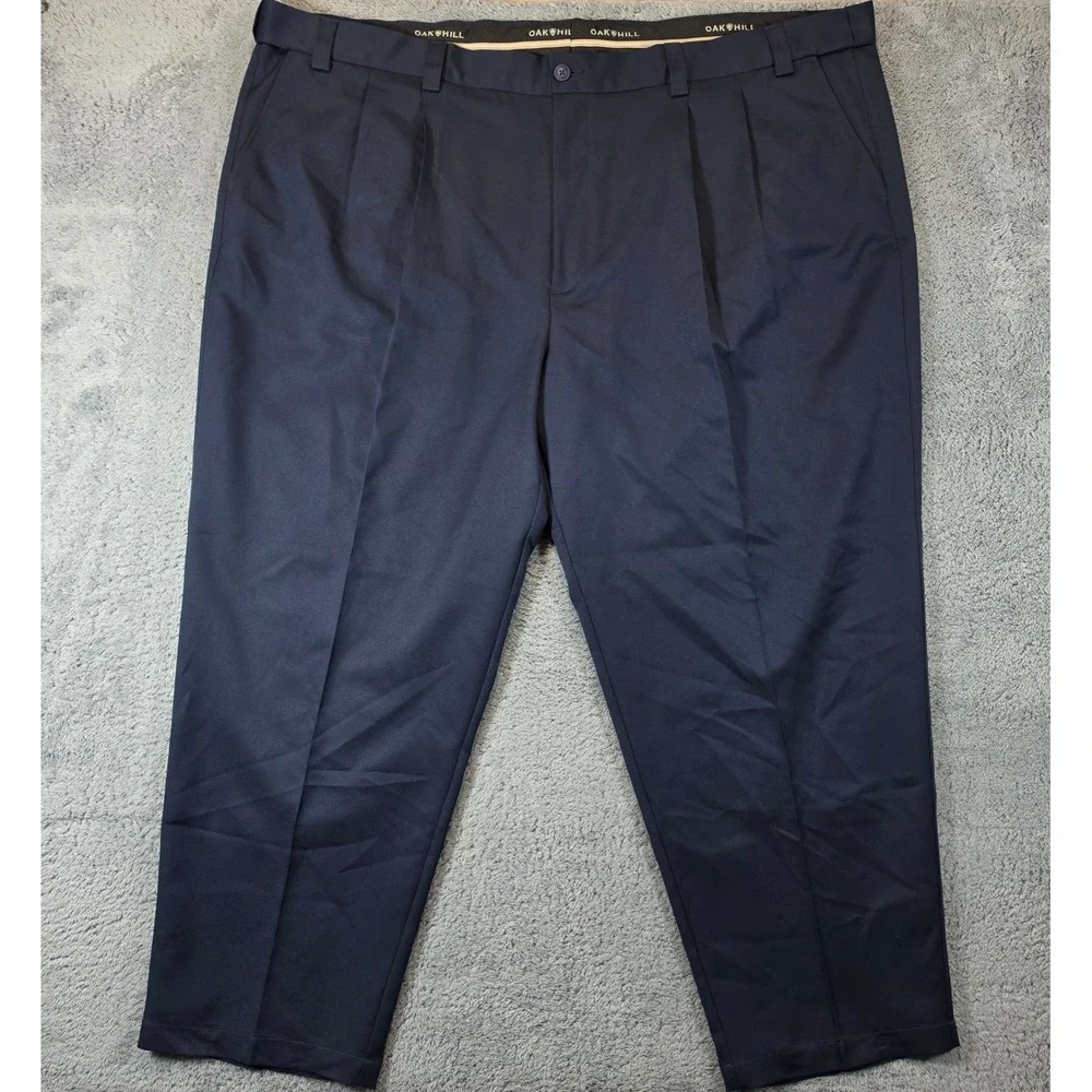 Oak Hill Dress Pants Mens 54x30 Navy Blue Pleated Classic Fit Business Trousers